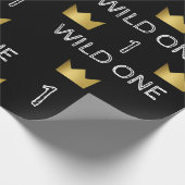 ワイルドワン第1誕生日金ゴールドクラウンラッピング紙 ラッピングペーパー (角)