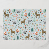 ワイルドワン素朴ウッドランド動物1歳の誕生日 箔招待状 (裏面)