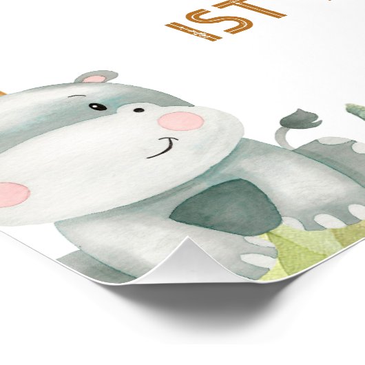 ワイルドワン素朴サファリ1th誕生日ウェルカムサイン ポスター (コーナー)