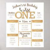 ワイルドワン素朴鹿アントラー1歳の誕生日マイルストーン ポスター (正面)