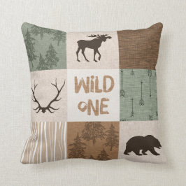 ワイルドワン装飾用クッション – 緑と茶色 クッション