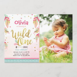 ワイルドワン誕生日の招待ファースト誕生日ガール 招待状
