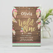 ワイルドワン誕生日の招待ファースト誕生日ガール 招待状 (スタンド正面)