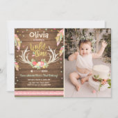 ワイルドワン誕生日の招待ファースト誕生日ガール 招待状 (正面)