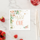 ワイルドワン誕生日ガールフローラフラワーピンク金ゴールド スタンダードカクテルナプキン (インサイチュ)