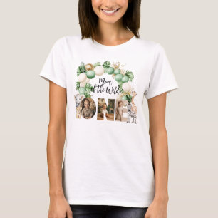 ワイルドワン誕生日サファリ動物フォトママ Tシャツ