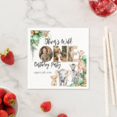 ワイルドワン誕生日サファリ動物写真 スタンダードカクテルナプキン (インサイチュ)