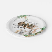 ワイルドワン誕生日サファリ動物写真 ペーパープレート (アングル)