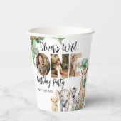 ワイルドワン誕生日サファリ動物写真 紙コップ (裏面)