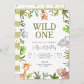 ワイルドワン誕生日サファリ1歳の誕生日 招待状 (正面/裏面)