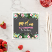 ワイルドワン誕生日ジャングルアニマルズナプキン スタンダードカクテルナプキン (インサイチュ)