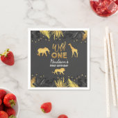 ワイルドワン誕生日ジャングルアニマルズナプキン スタンダードカクテルナプキン (インサイチュ)