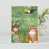 ワイルドワン誕生日ジャングルアニマルズパーティー 招待状 (スタンド正面)