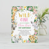 ワイルドワン誕生日ジャングルサファリ招待状 招待状 (スタンド正面)