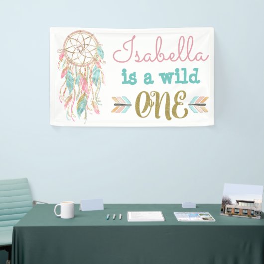 ワイルドワン誕生日バナートライバル1歳の誕生日 横断幕 (トレードショー)