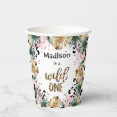 ワイルドワン誕生日ヒョウ印刷ワイルドサファリパーティー 紙コップ (正面)
