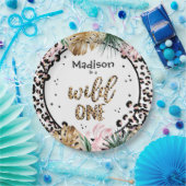 ワイルドワン誕生日ヒョウ印刷ワイルドジャングルパーティー ペーパープレート (パーティー)