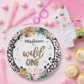 ワイルドワン誕生日ヒョウ印刷ワイルドジャングルパーティー ペーパープレート (パーティー)