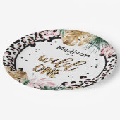 ワイルドワン誕生日ヒョウ印刷ワイルドジャングルパーティー ペーパープレート (アングル)