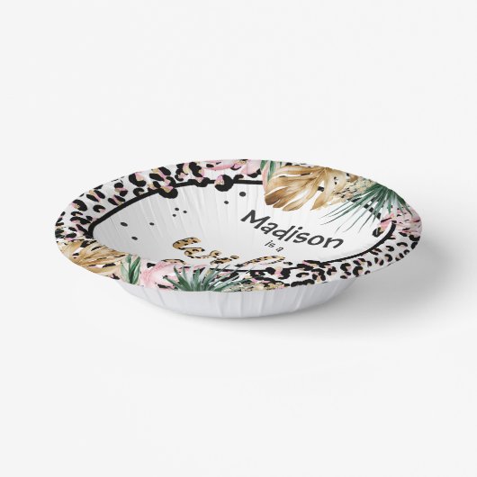 ワイルドワン誕生日ヒョウ印刷ワイルドジャングルパーティー ペーパーボウル (傾斜あり)