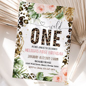 ワイルドワン誕生日ヒョウ印刷ワイルドジャングルパーティー 招待状