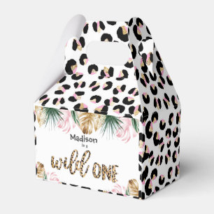 ワイルドワン誕生日ヒョウPrint Wild Jungleパーティー フェイバーボックス
