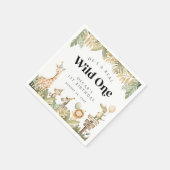 ワイルドワン誕生日ペーパーナプキンサファリ動物 スタンダードカクテルナプキン (角)