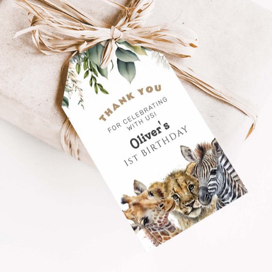 ワイルドワン誕生日ボーイサファリアニマルサンキューギ ギフトタグ