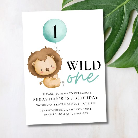 ワイルドワン誕生日ライオン招待状動物園誕生日 招待状