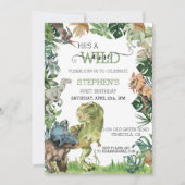 ワイルドワン誕生日ラプターティラノサウルス 招待状 (正面)