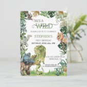 ワイルドワン誕生日ラプターティラノサウルス 招待状 (スタンド正面)