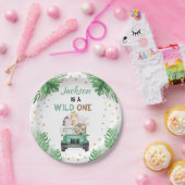 ワイルドワン誕生日招待状サファリ動物バルー ペーパープレート (パーティー)