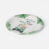 ワイルドワン誕生日招待状サファリ動物バルー ペーパープレート (アングル)