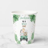 ワイルドワン誕生日招待状サファリ動物バルー 紙コップ (裏面)