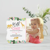 ワイルドワン誕生日招待状ジャングルアニマルズパーティー 招待状 (スタンド正面)