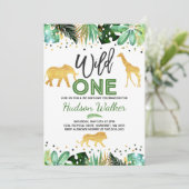 ワイルドワン誕生日招待状ジャングルアニマルズパーティー 招待状 (スタンド正面)