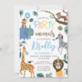 ワイルドワン誕生日招待状パーティー動物 招待状 (正面)