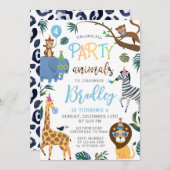 ワイルドワン誕生日招待状パーティー動物 招待状 (正面/裏面)