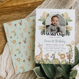 ワイルドワン誕生日招待状ボーイサファリアニマルズ1 招待状