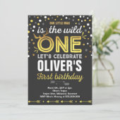 ワイルドワン誕生日招待状モダンワイルドワンパーティー 招待状 (スタンド正面)