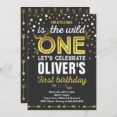 ワイルドワン誕生日招待状モダンワイルドワンパーティー 招待状 (正面/裏面)