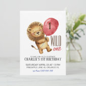 ワイルドワン誕生日招待状、ライオン1歳の誕生日 招待状 (スタンド正面)