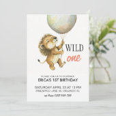 ワイルドワン誕生日招待状、ライオン1歳の誕生日 招待状 (スタンド正面)