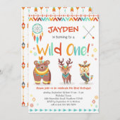 ワイルドワン誕生日招待状、部族の森林 招待状 (正面/裏面)