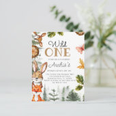 ワイルドワン誕生日男子招待状 ワイルドワン招待 ポストカード (スタンド正面)