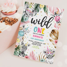 ワイルドワン誕生日金ゴールドサファリジャングル動物パーティー