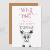 ワイルドワン誕生日 |女の子の最初の誕生日 招待状 (正面/裏面)