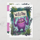 ワイルドワン誕生日 招待状 (正面/裏面)