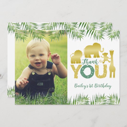 ワイルドワン金ゴールドサファリアニマルズサンキューカード サンキューカード (正面/裏面)