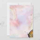 ワイルドワン金ゴールド蝶レインボー誕生日 招待状 (裏面)